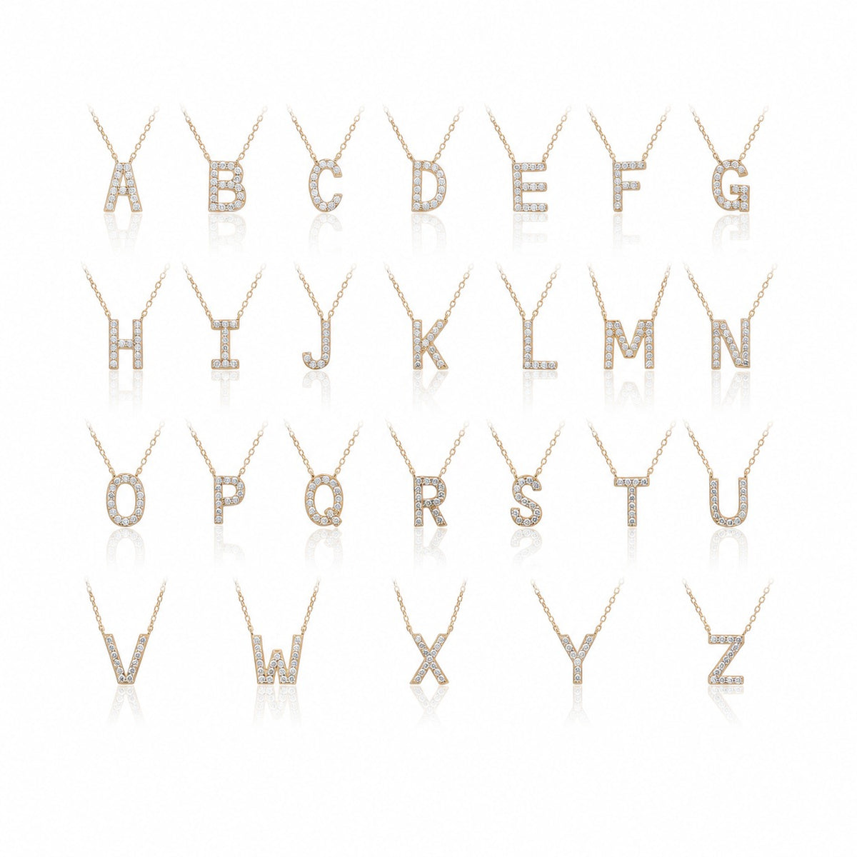 A To Z Initial Letter Cubic Zirconia 925 Sterling Silver Chain Necklace White Gold And Yellow Gold Alphabet Collarbone Necklace For Women Holiday Gift Fashion Jewelry