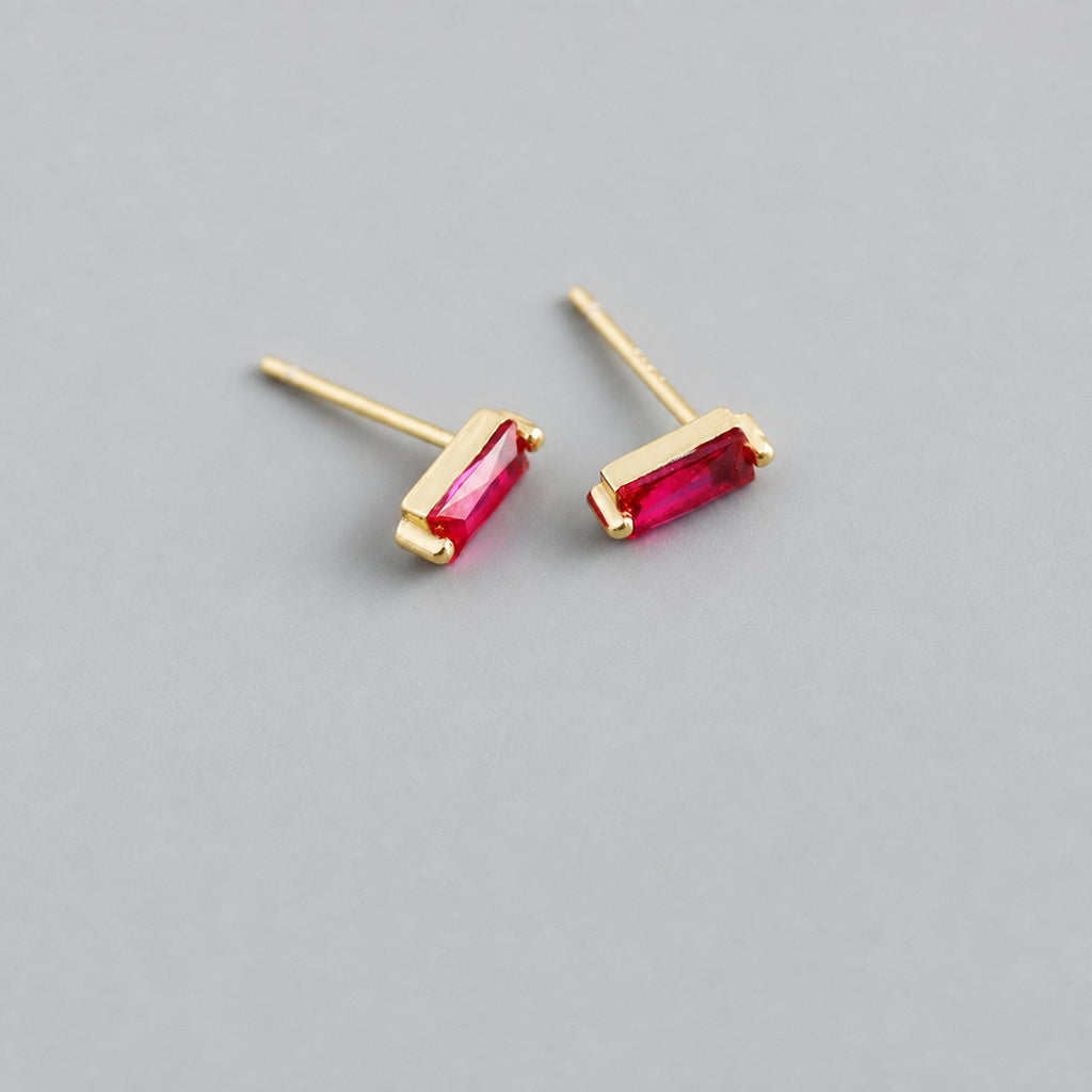 Simple 925 Sterling Silver Earrings with Rectangular Geometric Zirconia Cubes Stud Earringsgant Fashion Jewelry Gift
