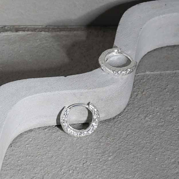 Mini Irregular Geometry Circle 925 Sterling Silver Huggie Earrings