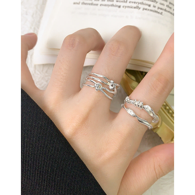Twist Mobius Geometric Design Adjustable 925 Sterling Silver Ring