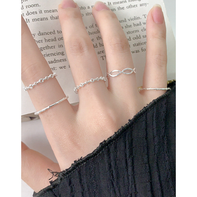 Geometric Star Pattern 925 Sterling Silver Adjustable Ring for Women with Elegant Minimalist Style Perfect for Daily Wear and Special Occasions Gift for Her