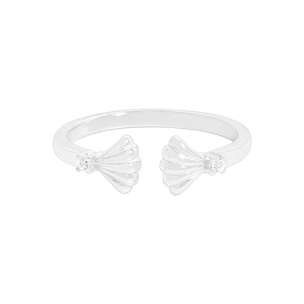 Party Simple Double Shell 925 Sterling Silver Adjustable Ring