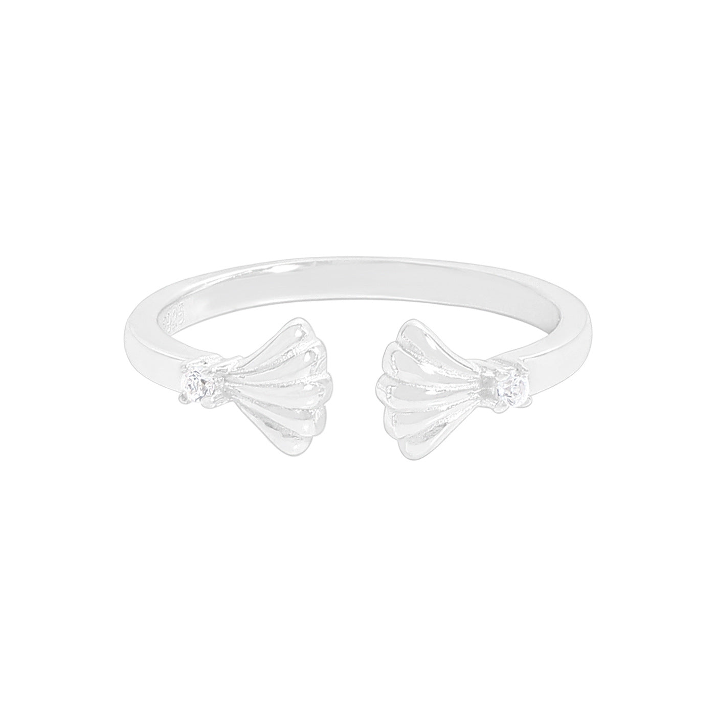 Party Simple Double Shell 925 Sterling Silver Adjustable Ring