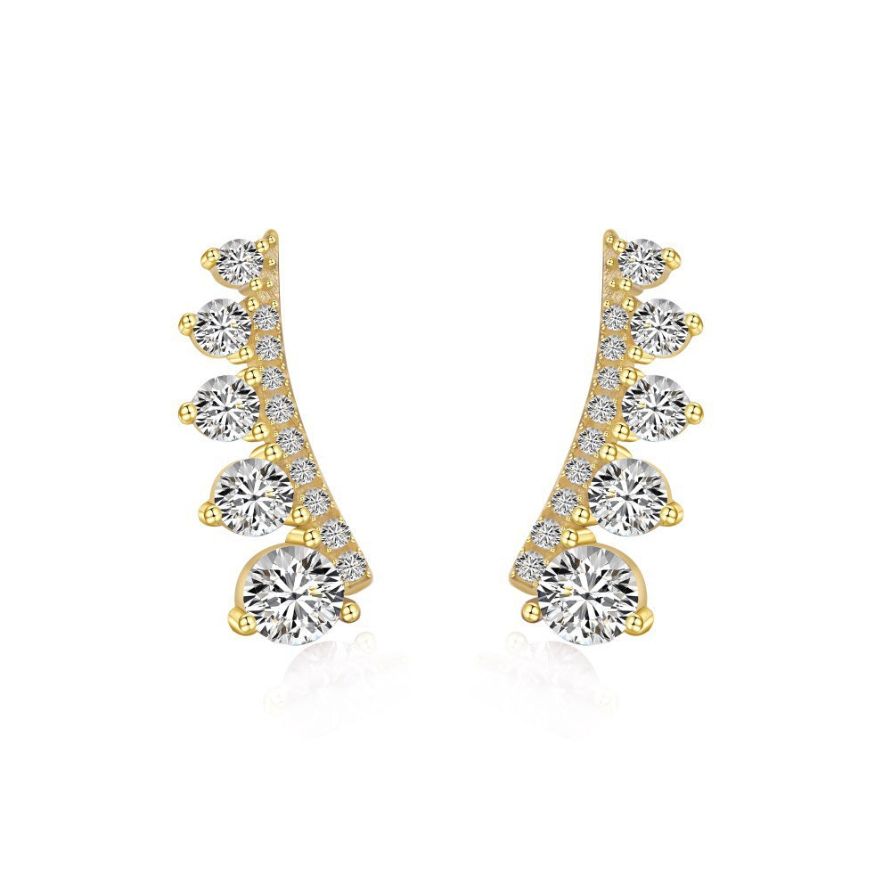 Causual CZ Lines Minimalism 925 Sterling Silver Stud Earrings
