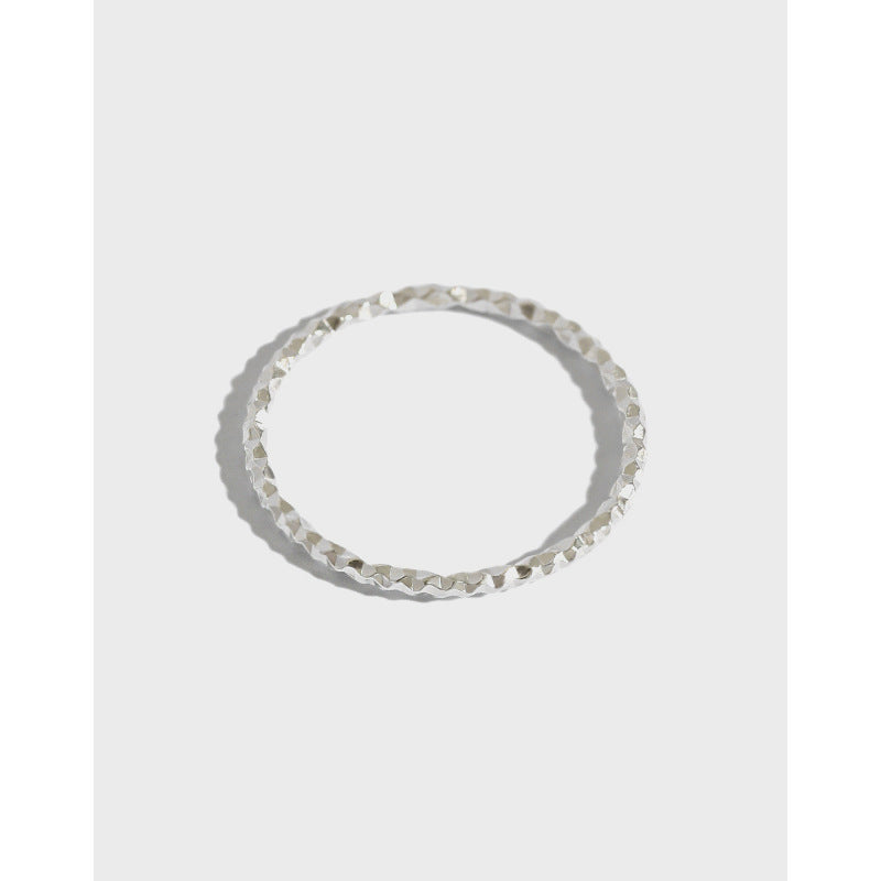 Diamond Cut Faceted Geometric Slim Knuckle Ring Silver S925 Sterling Silver Fine Stacking Ring