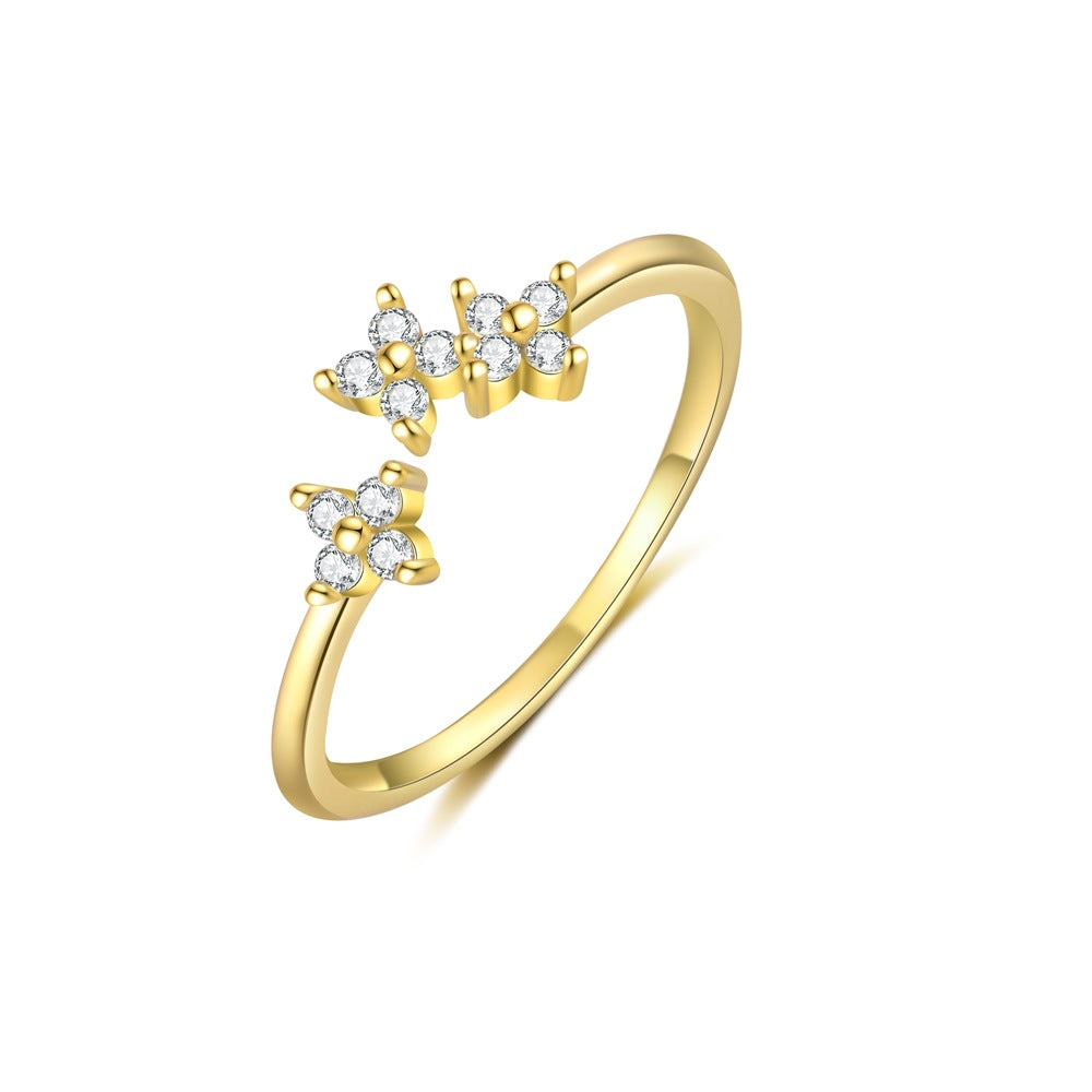Beautiful CZ Flowers 925 Sterling Silver Stud Earring Adjustable Ring Necklace Bracelet
