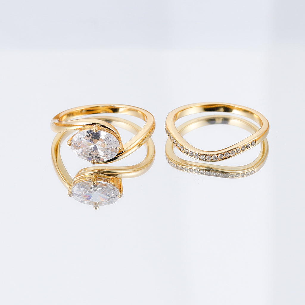 Oval Moissanite Stackable 925 Sterling Silver Ring Set