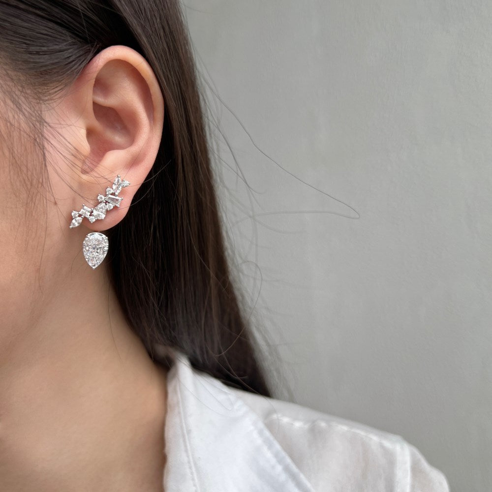 Beautiful Elegant CZ Butterfly Bow-knot 925 Sterling Silver Dangling Earrings