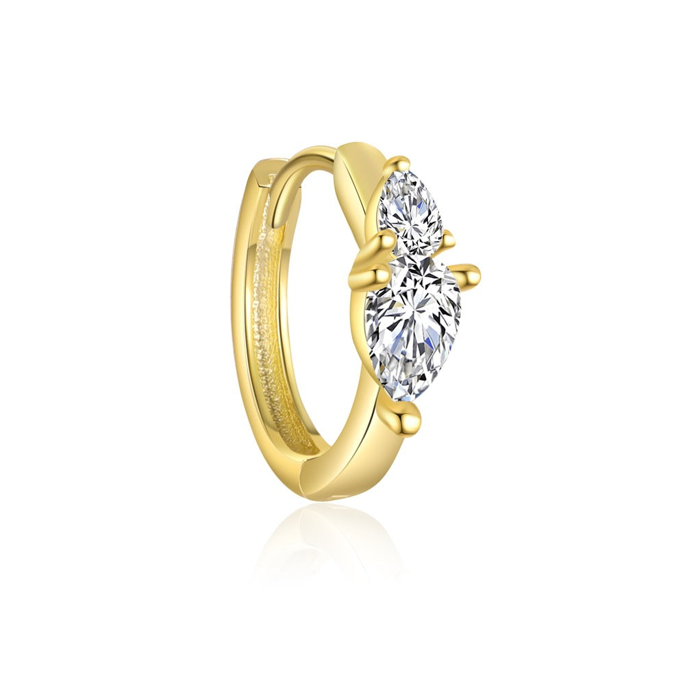 Fashion Golden CZ Tree Branch 925 Sterling Silver Stud Hoop Dangling Earrings Set