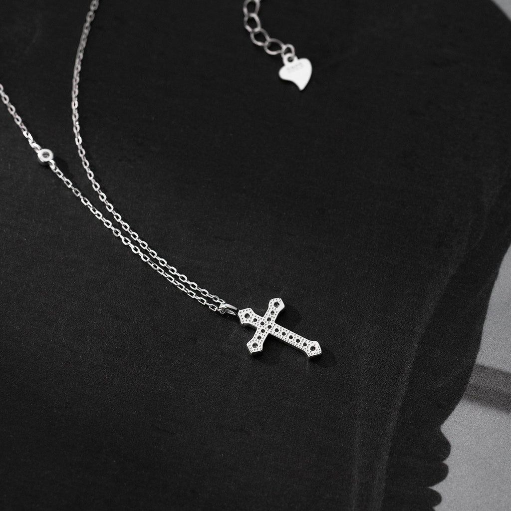 Religious Cross Cubic Zirconia 925 Sterling Silver Necklace