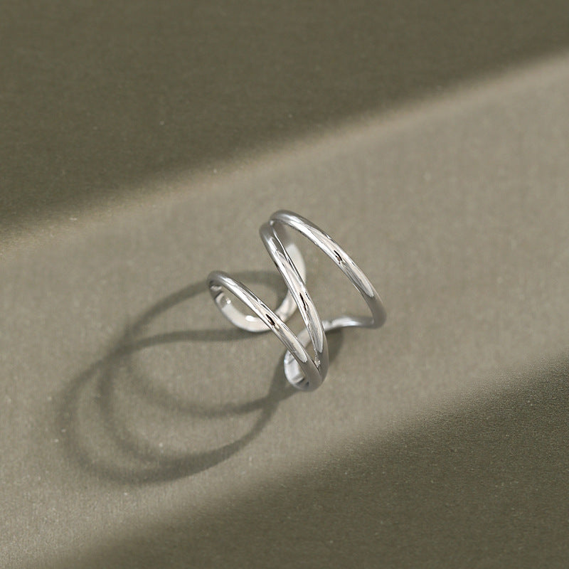 Geometric Chic Style Adjustable 925 Sterling Silver Open Ring