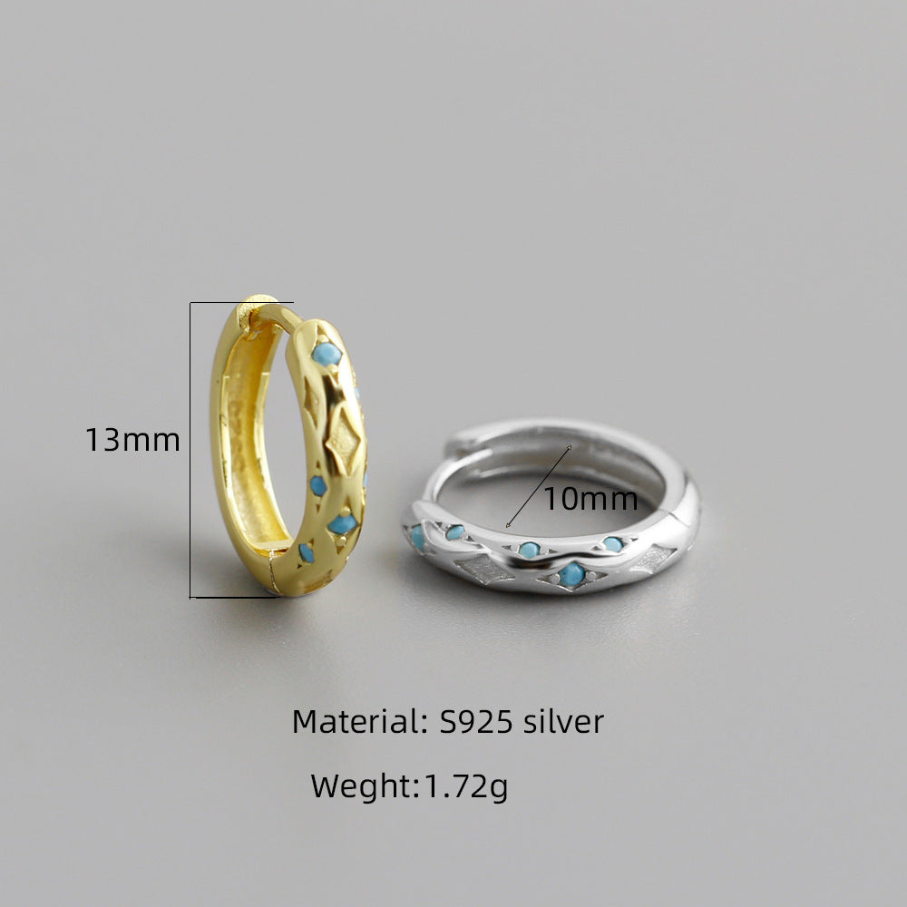Women Fashion Modern Party Gift Elegant Jewelry Geometric Design S925 Silver Hoop Earrings