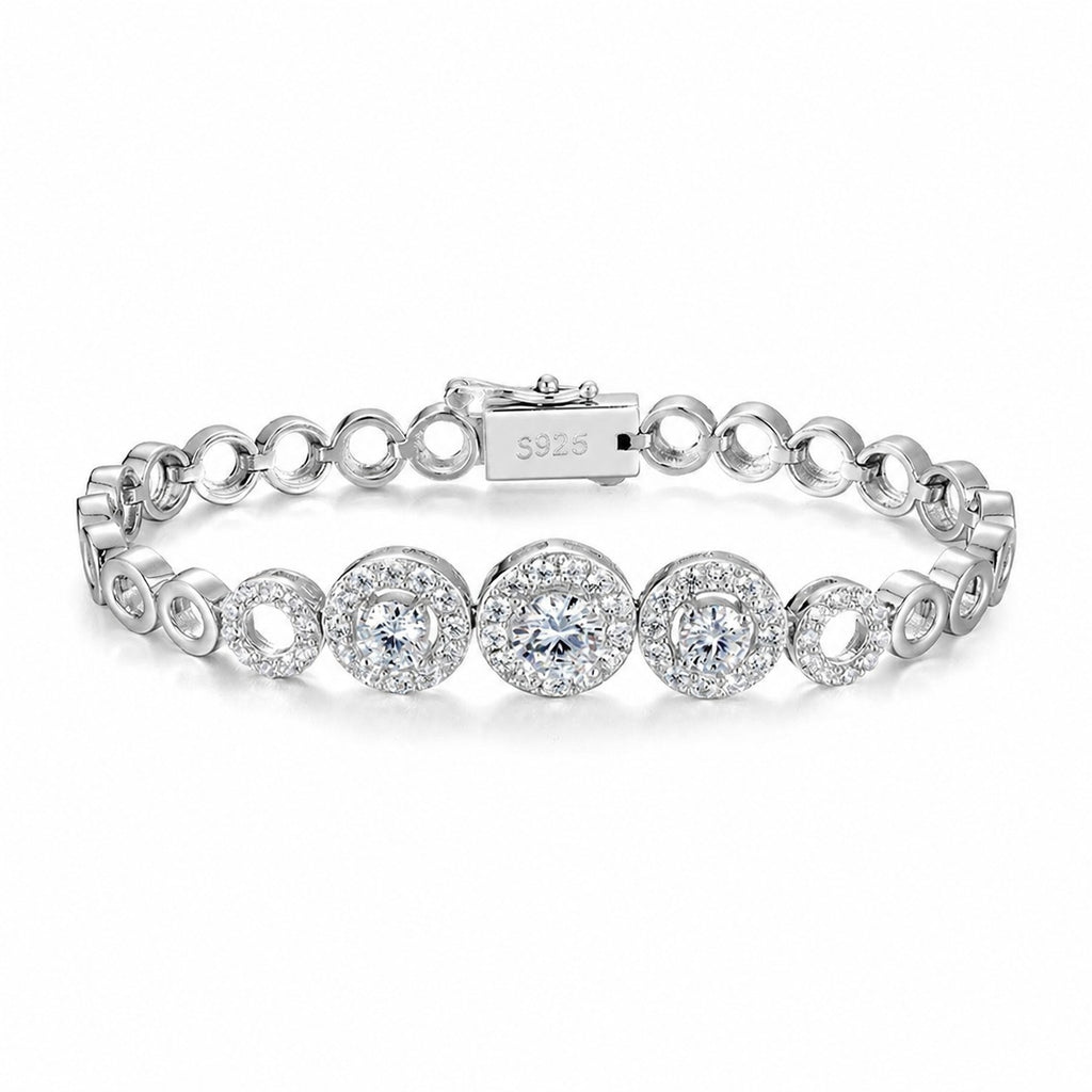 Mossanite Openwork Circle Bracelet for Women Unique Design 925 Sterling Silver Bracelet