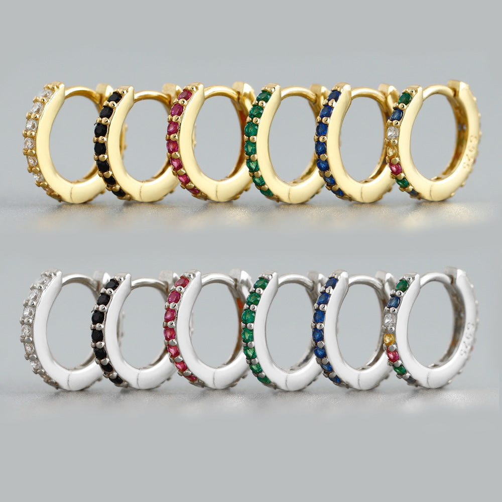 Round Colored Cubic Zirconia 925 Sterling Silver Earrings