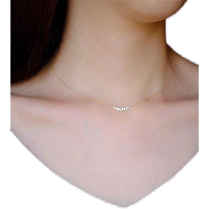 Fashion Shining CZ Smile 925 Sterling Silver Necklace