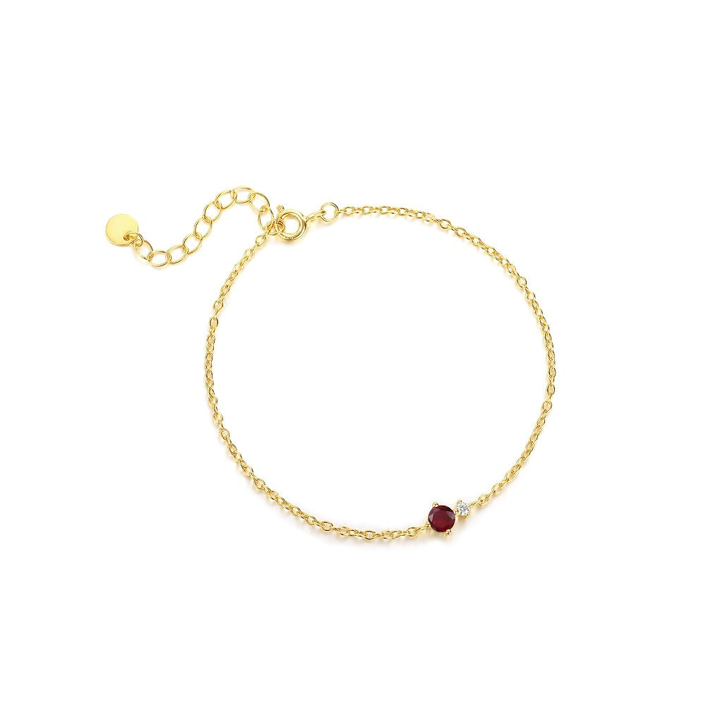 Simple Colorful Mini Round CZ 925 Sterling Silver Bracelet