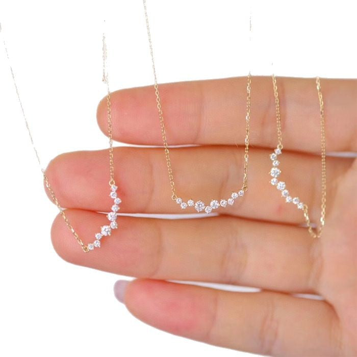 Fashion Shining CZ Smile 925 Sterling Silver Necklace