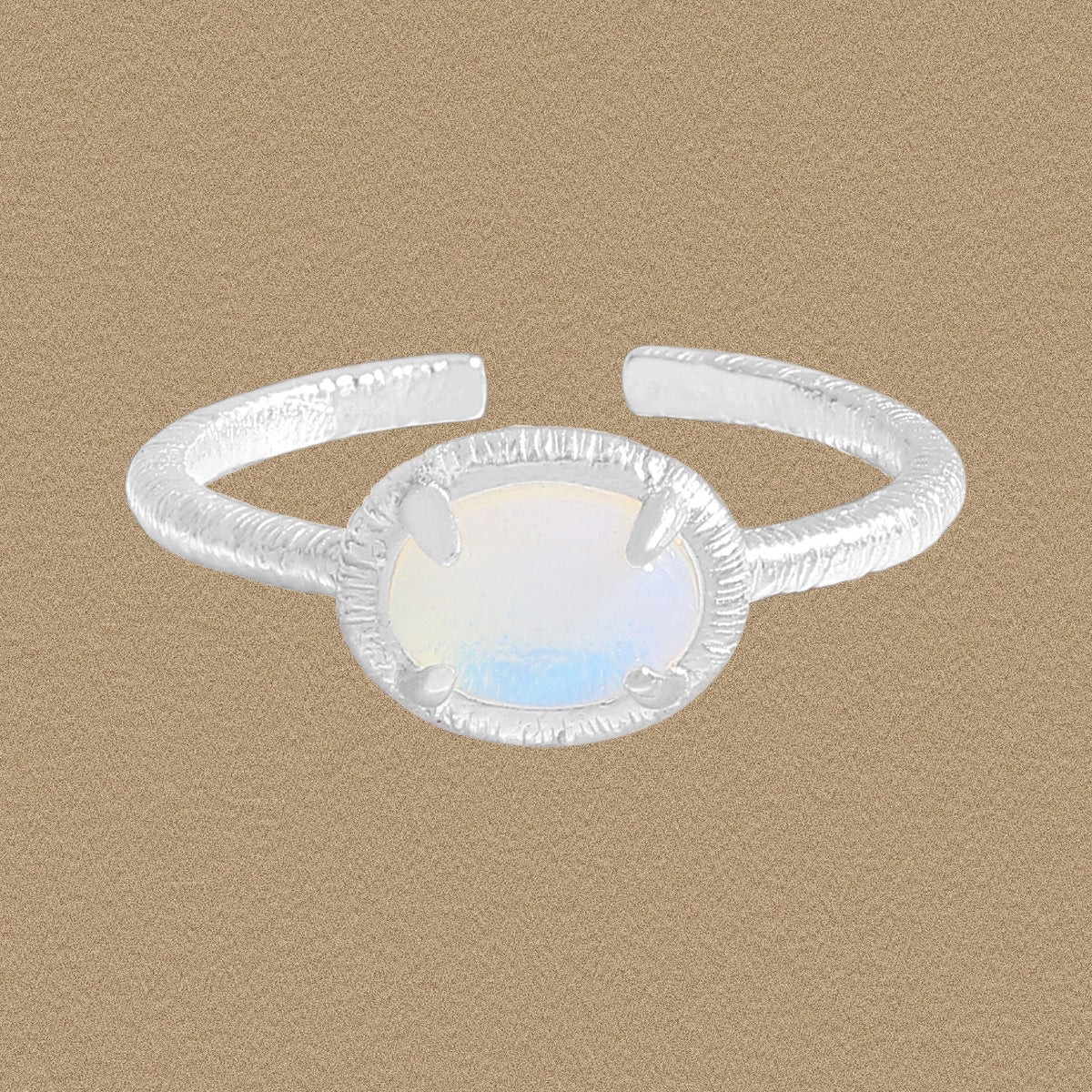 Causal Simple Oval Natural Opal 925 Sterling Silver Adjustable Ring