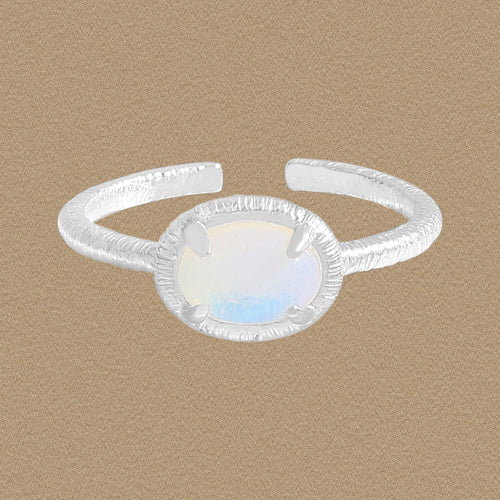 Causal Simple Oval Natural Opal 925 Sterling Silver Adjustable Ring