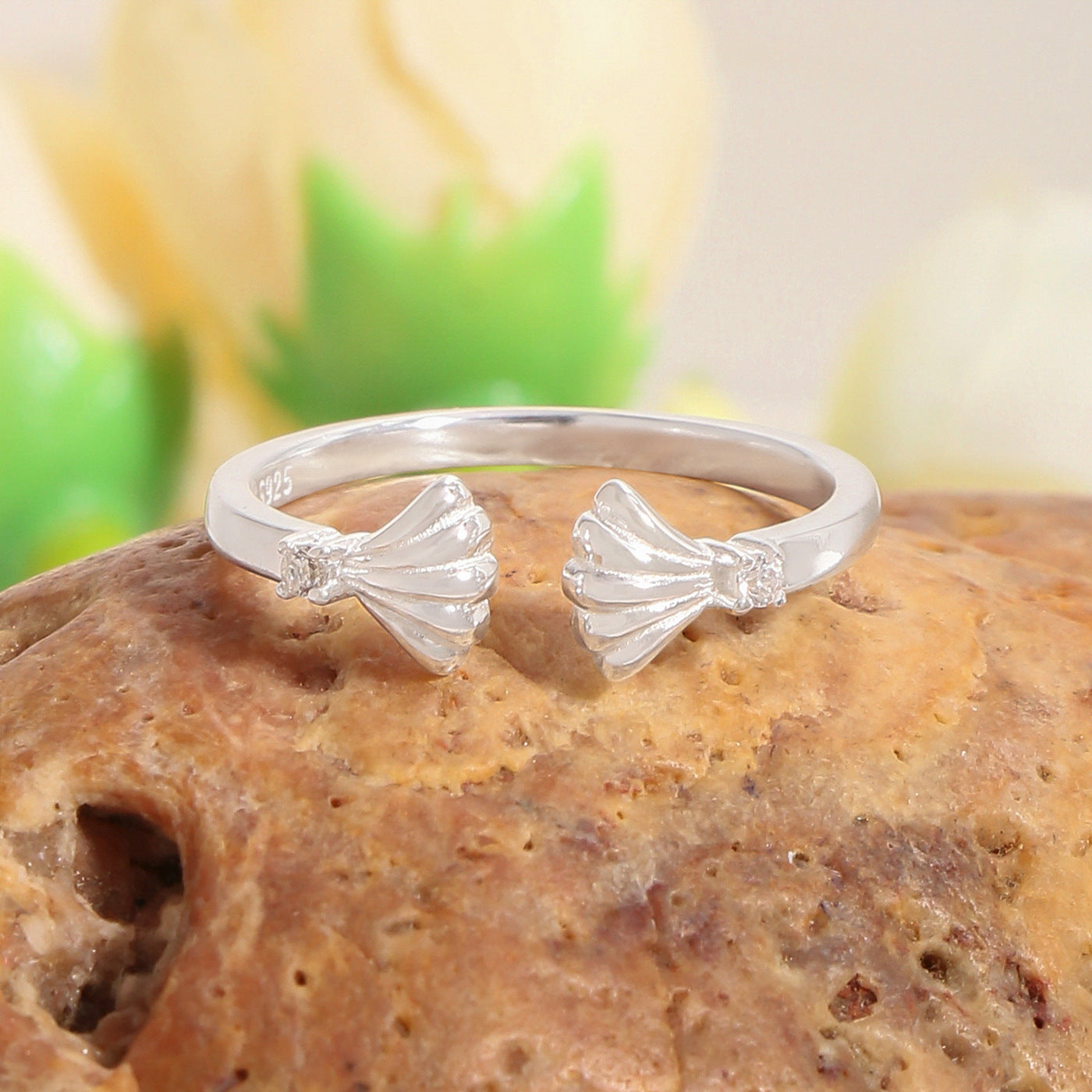 Party Simple Double Shell 925 Sterling Silver Adjustable Ring