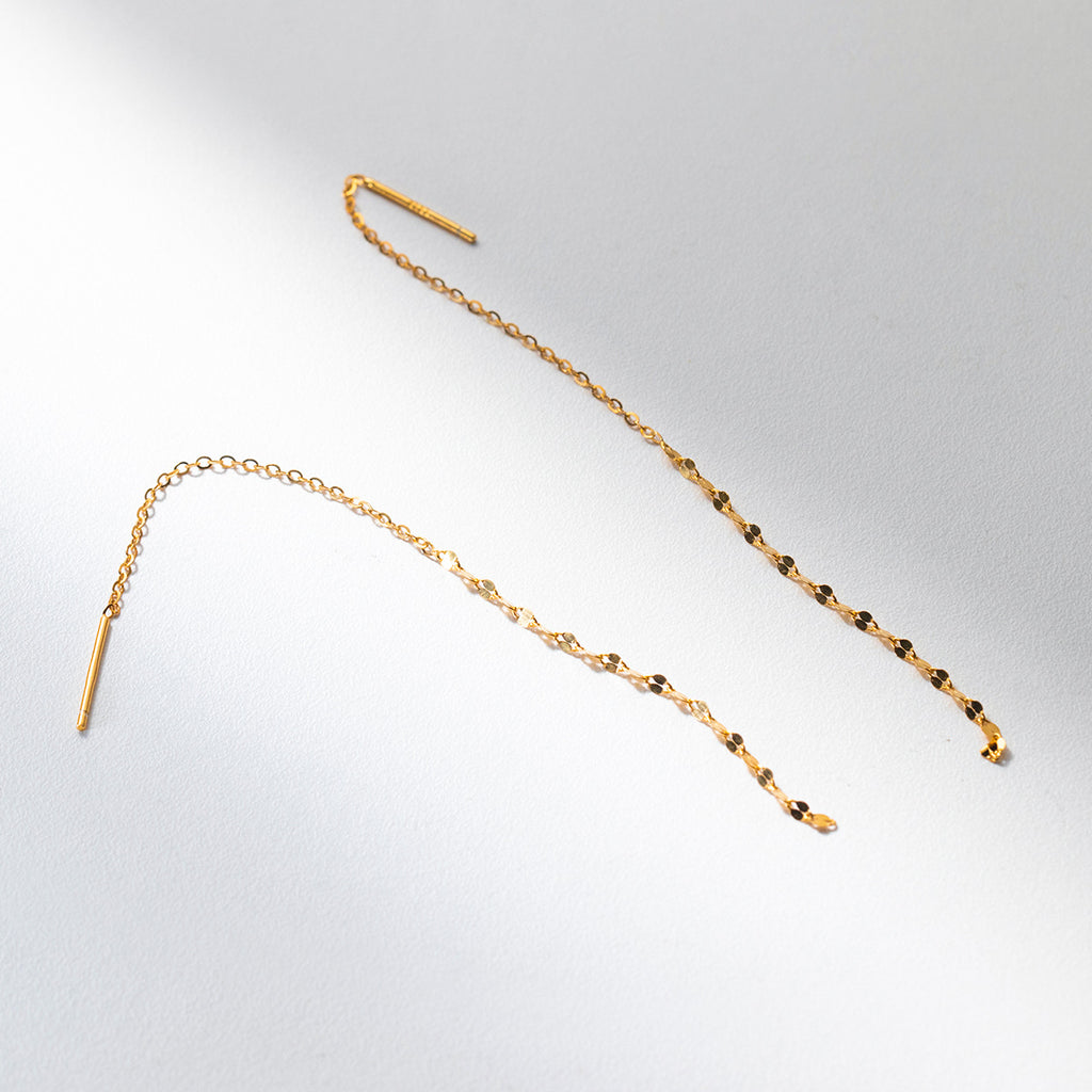Minimalist Chain Threader S925 Sterling Silver Long Tassel Ear Line Drop Earrings