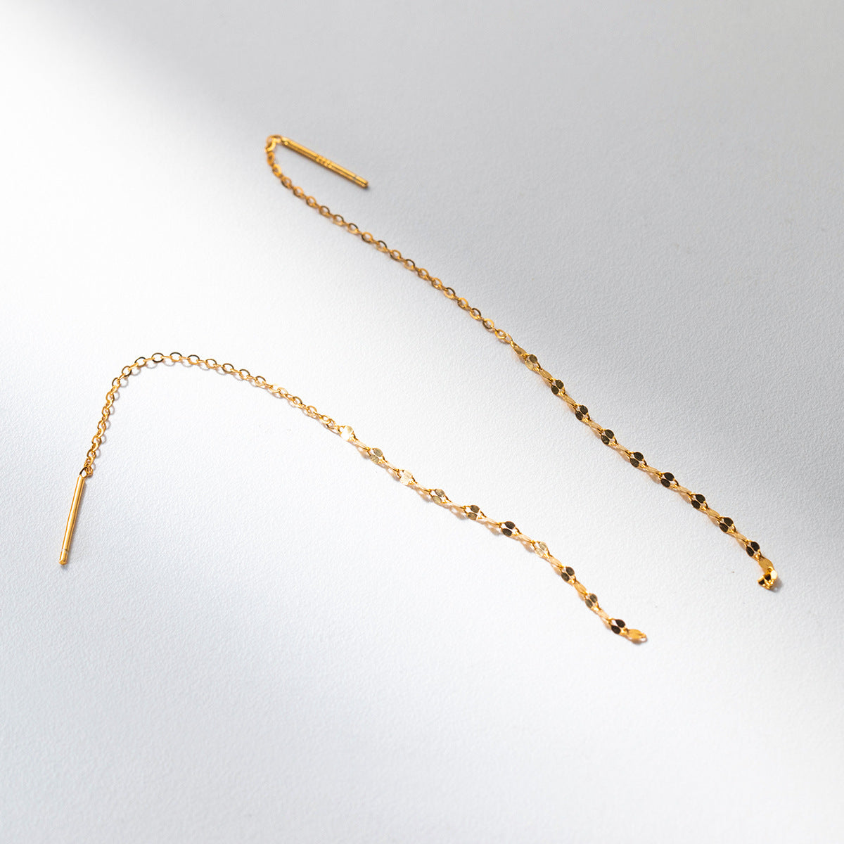 Minimalist Chain Threader S925 Sterling Silver Long Tassel Ear Line Drop Earrings