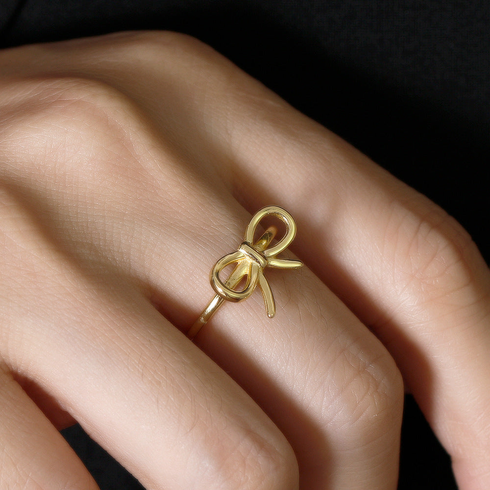 Adjustable Bow Knot Ring 925 Sterling Silver Ring