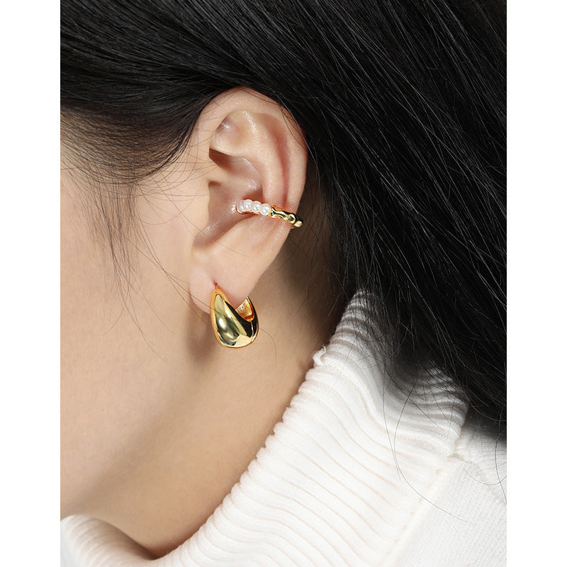 Elegant Minimalist U-Shape Design 925 Sterling Silver Hoop Earrings