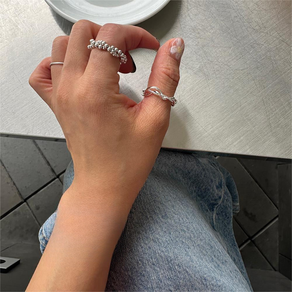 Elegant Heart Twist Design Adjustable 925 Sterling Silver Ring