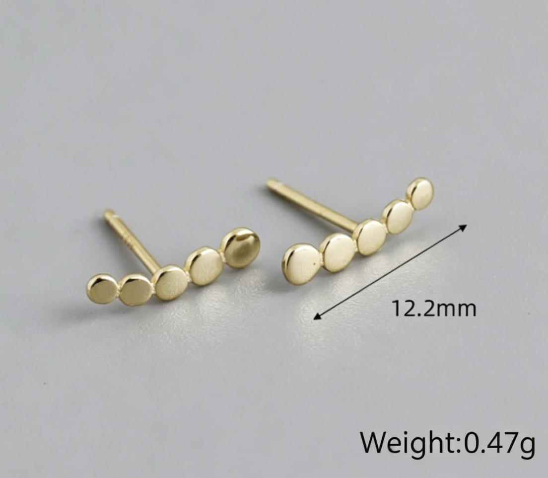 Minimalist Geometric Line and Dot Design 925 Sterling Silver Earrings