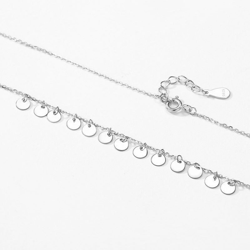 Fashion Circular Sequin 925 Sterling Silver Necklace