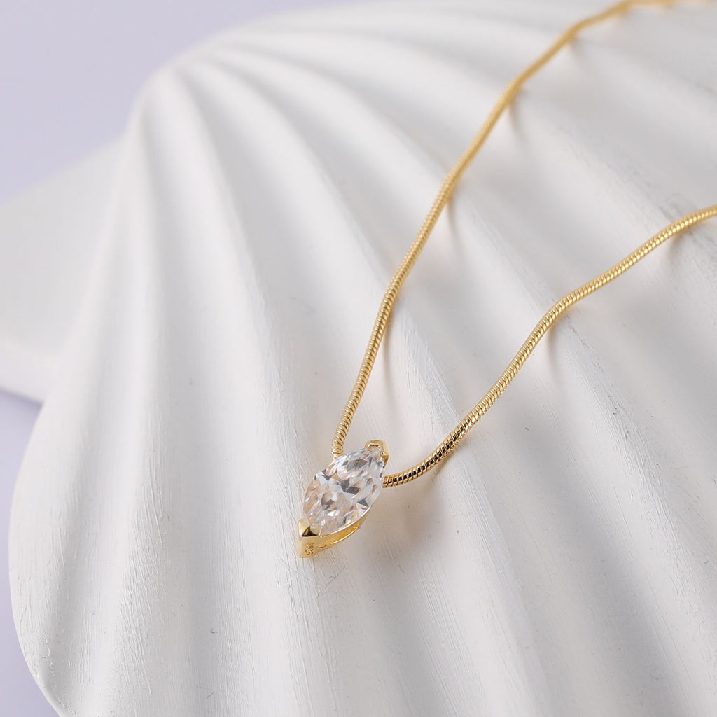 Marquise Moissanite Pendant  925 Sterling Silver Collarbone Necklace