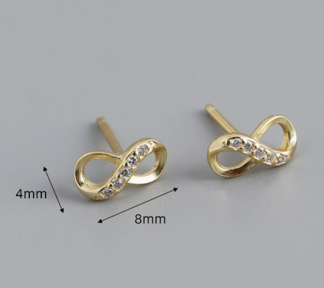 Infinity Symbol Cubic Zirconia Earrings 925 Sterling Silver Stud Earrings