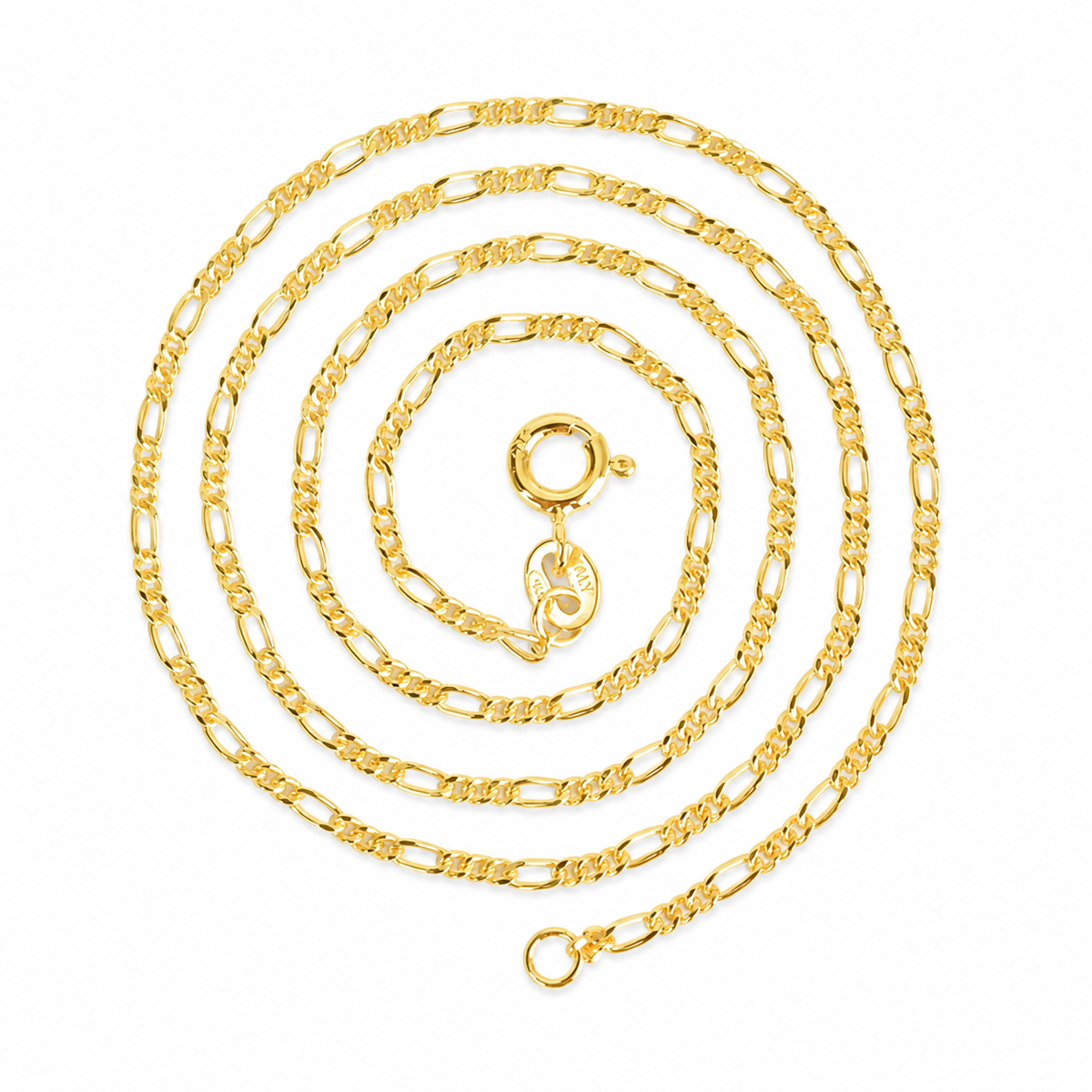 925 Sterling Silver 18K Gold Plated Figaro Mother Child Layering Necklace