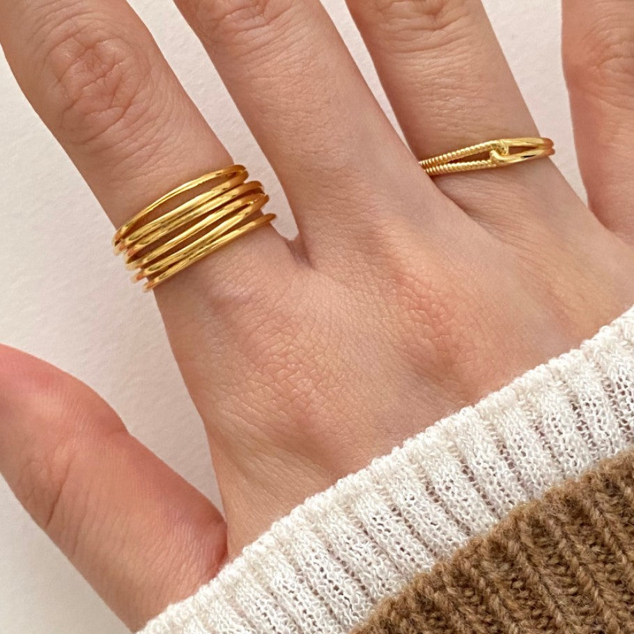 Geometric Minimalist Multi-Line Adjustable 925 Sterling Silver Ring
