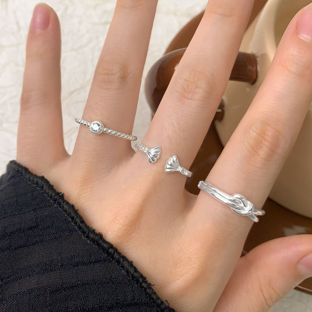 Party Simple Double Shell 925 Sterling Silver Adjustable Ring