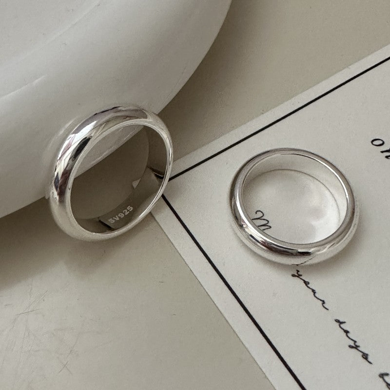 Polished Irregular Rounded Geometric Smooth Domed Band 925 Sterling Silver Ring