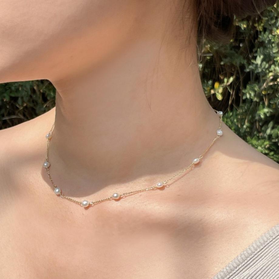 Elegant Minimalist Natural Freshwater Pearl Geometric Necklace 925 Sterling Silver Fashion Necklace with Gold Plating for Women Office Party Casual Wear