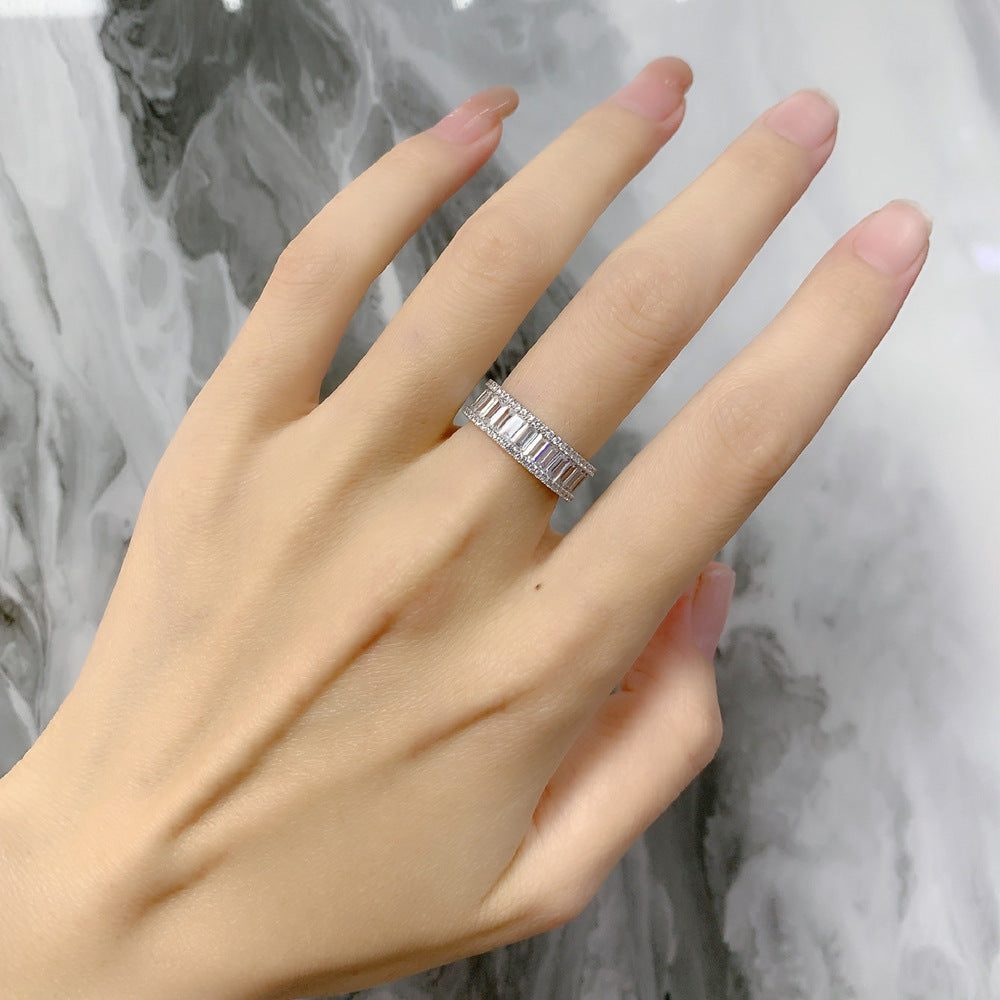 Simple Geometry Baguette CZ Lines 925 Sterling Silver Ring