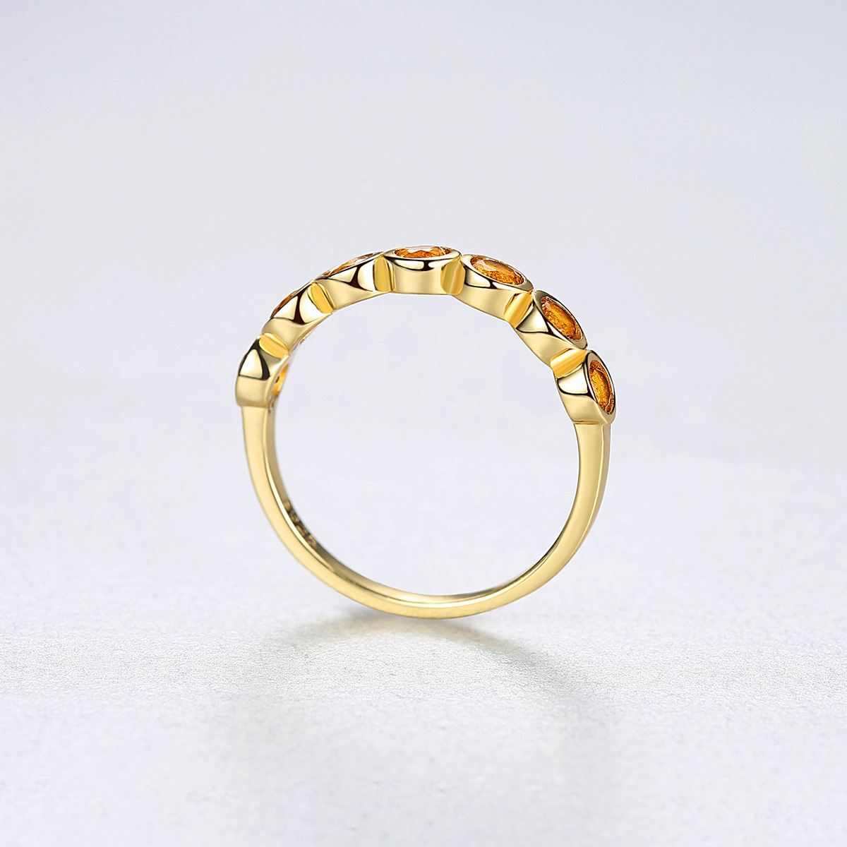 Women Yellow Round CZ 925 Sterling Silver Ring