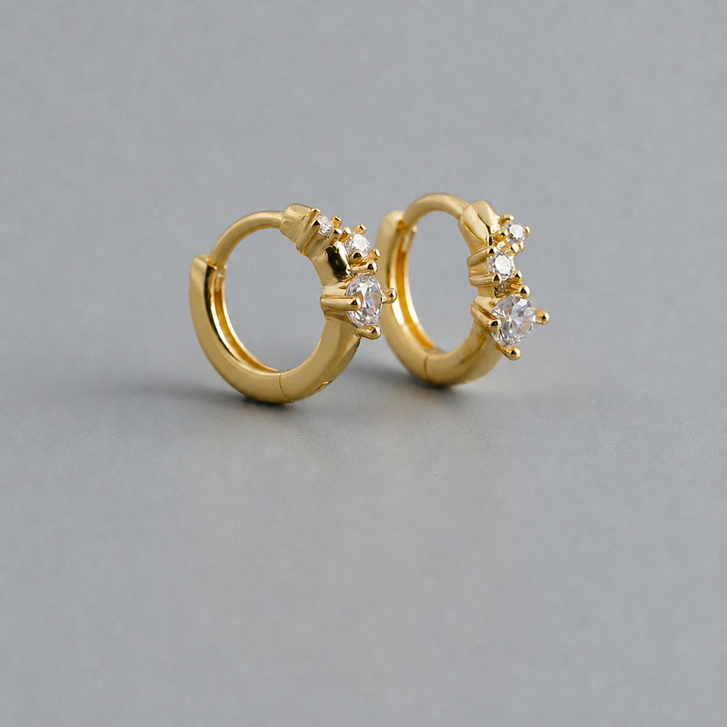 Geometric Round and Cube-Shaped Zirconia 925 Sterling Silver Earrings