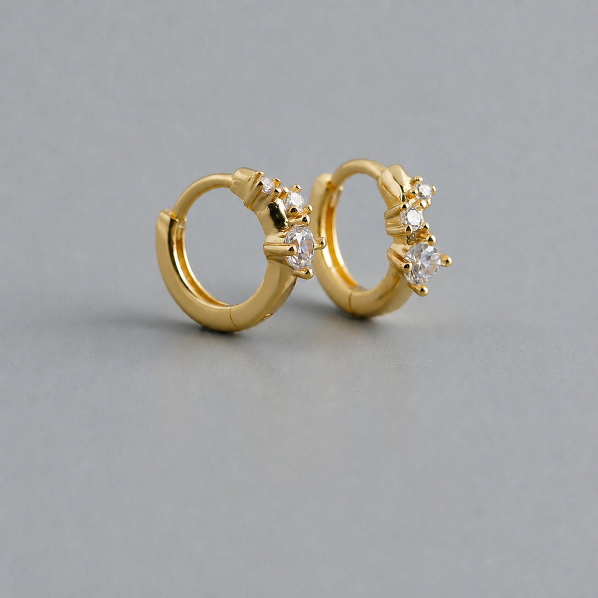 Geometric Round and Cube-Shaped Zirconia 925 Sterling Silver Earrings