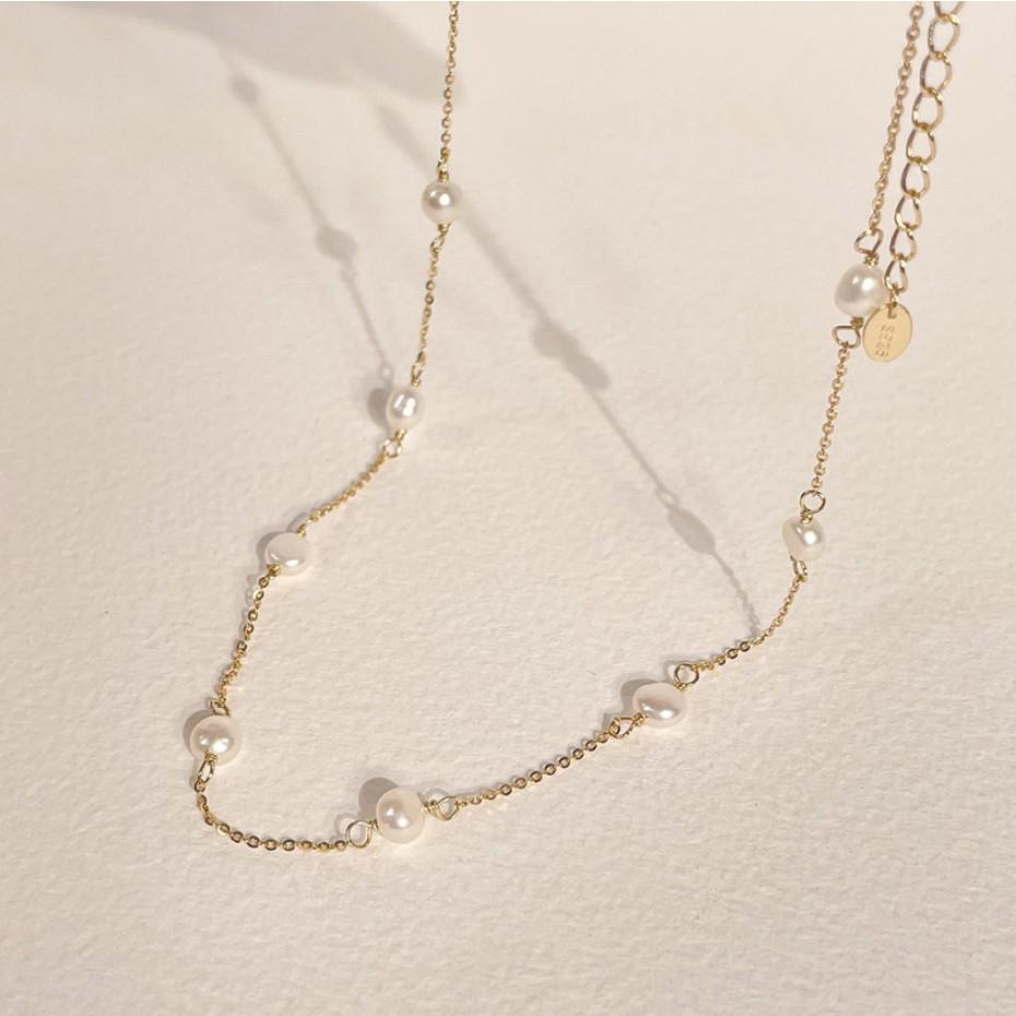 Elegant Minimalist Natural Freshwater Pearl Geometric Necklace 925 Sterling Silver Fashion Necklace with Gold Plating for Women Office Party Casual Wear