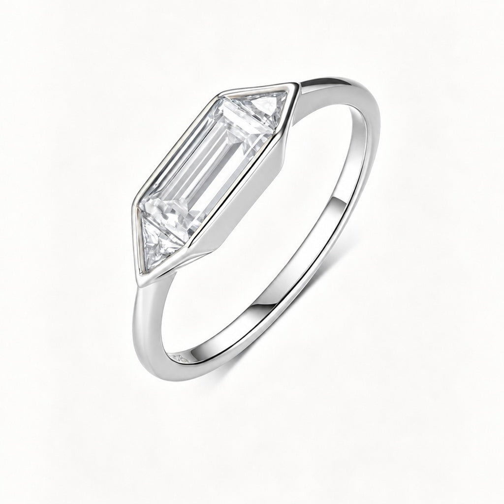 Minimalist Lightly Luxurious Geometric Moissanite 925 Sterling Silver Ring