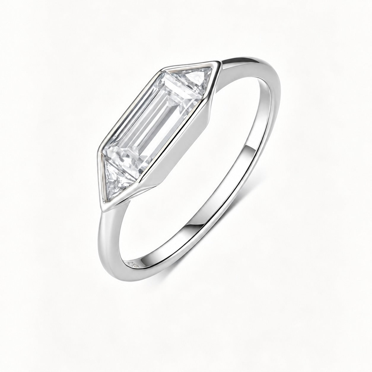 Minimalist Lightly Luxurious Geometric Moissanite 925 Sterling Silver Ring