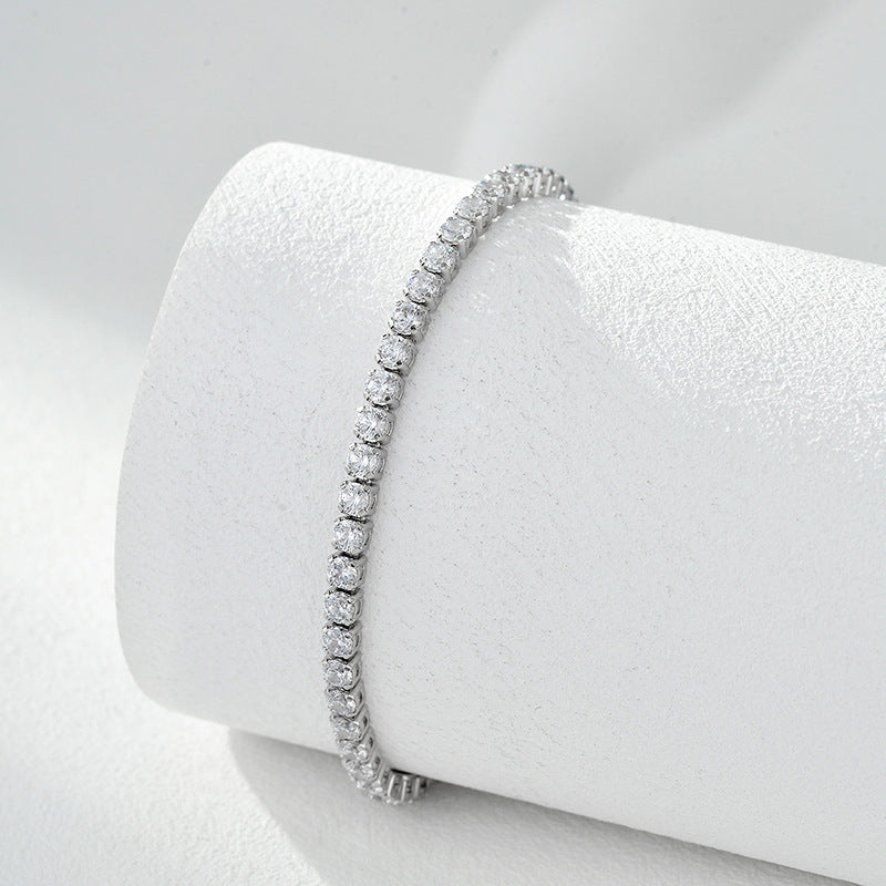 Cubic Zirconia Tennis Bracelet with Full Diamond Zircon Design in White Gold Fashion Style S925 Sterling Silver for Women and Men 2025 New Gift Beautiful Elegant