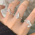 Elegant Flying Butterfly 925 Sterling Silver Adjustable Ring
