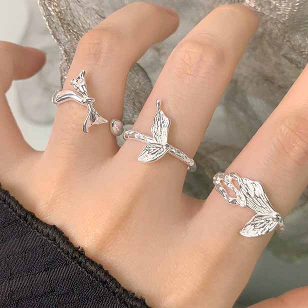 Elegant Flying Butterfly 925 Sterling Silver Adjustable Ring