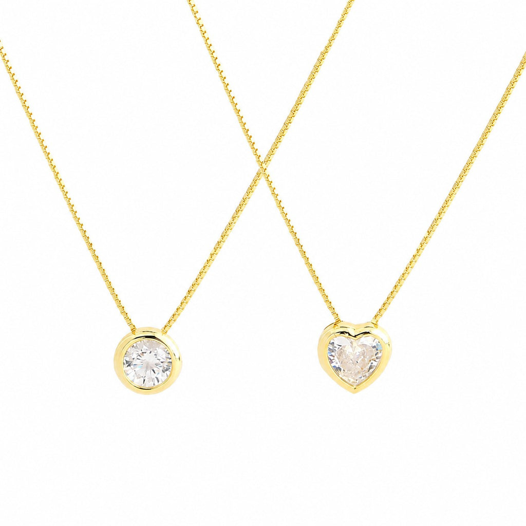 Cubic Zirconia Round and Heart-Shaped Beaded Pendants  925 Sterling Silver Necklace