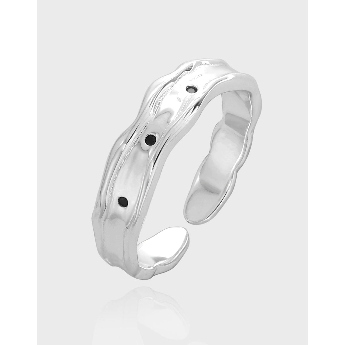 Geometric Design Silver Adjustable 925 Sterling Silver Ring